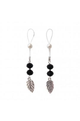 Сексуальные украшения для сосков с листиком Nipple Jewelry Leaf, цвет черный