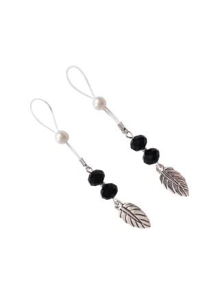 Сексуальні прикраси для сосків із листочком  Nipple Jewelry Leaf, колір чорний