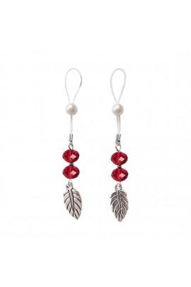 Сексуальные украшения для сосков с листиком Nipple Jewelry Leaf, цвет красный