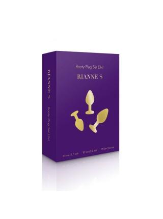 Set of anal plugs with Rianne S crystal: Booty Plug Set Black, diameter 2.7 cm, 3.5 cm, 4.1cm