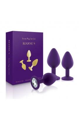 Набор анальных пробок со стразами Rianne S: Booty Plug Set Purple, диаметр 2,7см, 3,5см, 4,1см