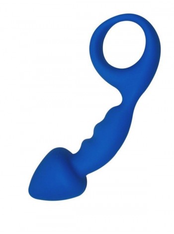 Анальная пробка с кольцом Adrien Lastic Budy Blue, диаметр 2,5см