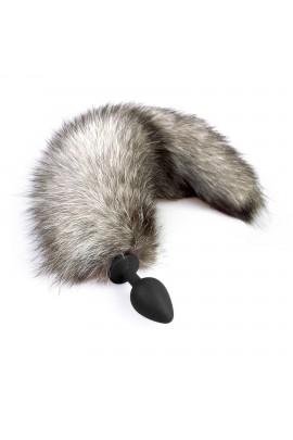 Силиконовая анальная пробка с хвостом из натурального меха Art of Sex size M Artctic fox