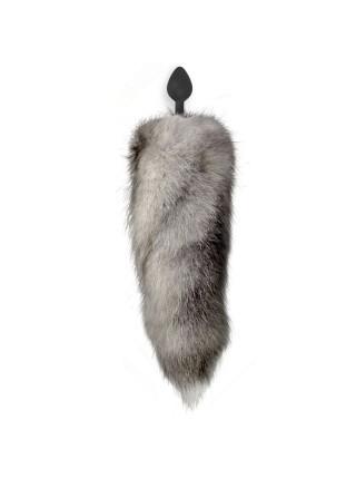 Силиконовая анальная пробка с хвостом из натурального меха Art of Sex size M Artctic fox