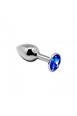 Metal anal tube with a crystal Alive Mini Metal Butt Plug Blue S