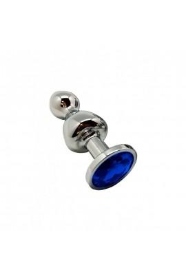 Анальна пробка Wooomy Lollypop Double Ball Metal Plug Blue S