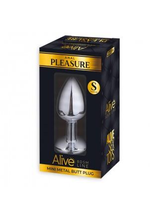 Металева анальна пробка з кристалом Alive Mini Metal Butt Plug Blue S