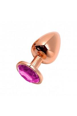 Анальная пробка Wooomy Tralalo Rose Gold Metal Plug MAGENTA L