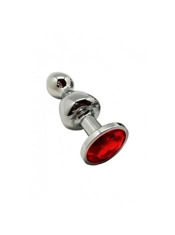 Анальна пробка Wooomy Lollypop Double Ball Metal Plug Red S