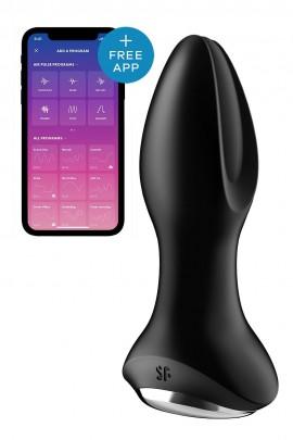 Anal Smart Vibro Proting with Pearl Massage Satisfyer Rotator Plug 2+ Black