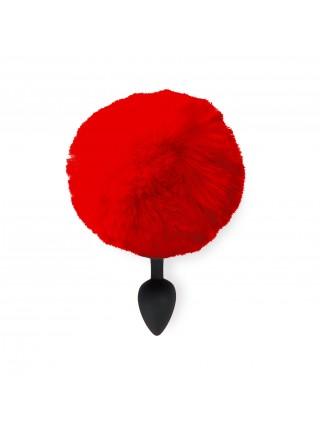 Силиконовая анальная пробка М Art of Sex - Silicone Butt plug Rabbit Tail, Красный