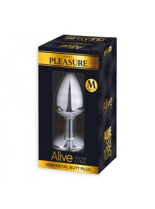 Металева анальна пробка з кристалом Alive Mini Metal Butt Plug White M