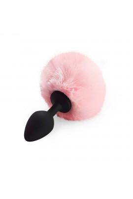 Силиконовая анальная пробка М Art of Sex - Silicone Bunny Tails Butt plug, цвет Розовый, диаметр 3,5