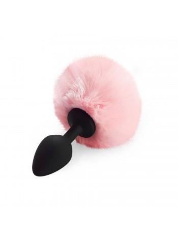 Силіконова анальна пробка М Art of Sex - Silicone Bunny Tails Butt plug, колір Рожевий, діаметр 3,5 