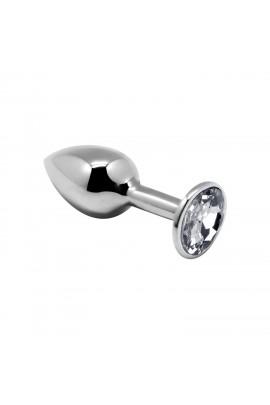 Metal anal tube with a crystal Alive Mini Metal Butt Plug White m