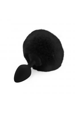 Силіконова анальна пробка М Art of Sex - Silicone Bunny Tails Butt plug, колір Чорний, діаметр 3,5 с