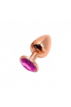Анальна пробка Wooomy Tralalo Rose Gold Metal Plug MAGENTA S