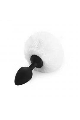 Силиконовая анальная пробка М Art of Sex - Silicone Bunny Tails Butt plug, цвет Белый, диаметр 3,5 с