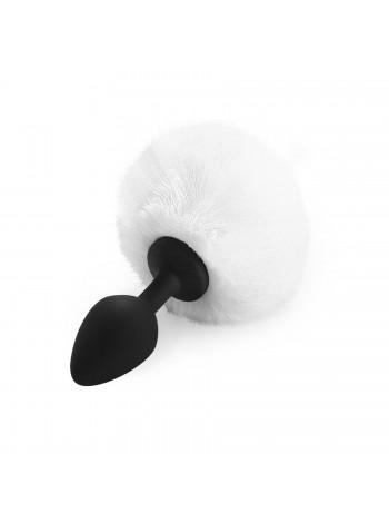 Силіконова анальна пробка М Art of Sex - Silicone Bunny Tails Butt plug, колір Білий, діаметр 3,5 см