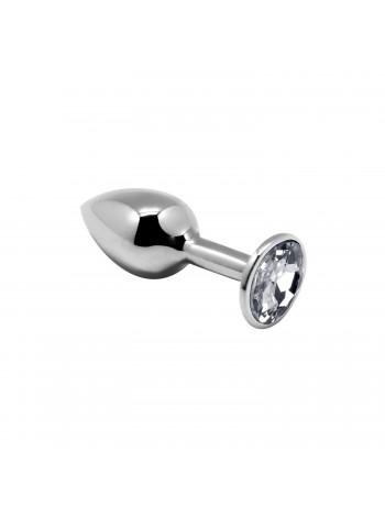 Металлическая анальная пробка с кристаллом Alive Mini Metal Butt Plug White S