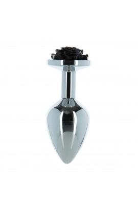 Metal Anal tube Lux Active with a rose - Rose Anal Plug - Black, Vibrocul as a Gift