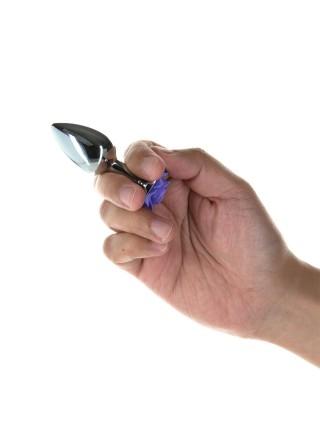 Metal Anal tube Lux Active with a rose - Rose Anal Plug - Purple, Vibrokul as a Gift