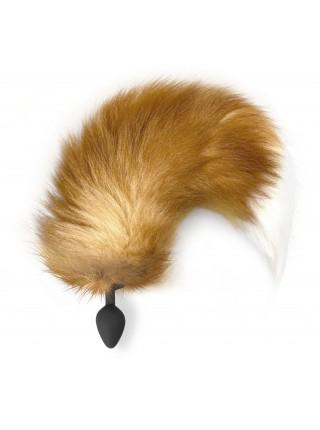 Силиконовая анальная пробка с хвостом из натурального меха Art of Sex size M Foxy fox