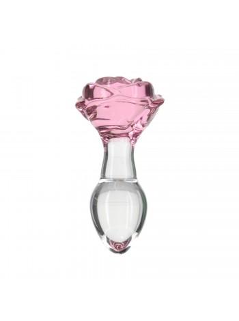 Скляна анальна пробка Pillow Talk Rosy Luxurious Glass Anal Plug, ⌀3,3 см, віброкуля в подарунок