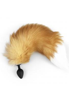 Силиконовая анальная пробка с хвостом из натурального меха Art of Sex size M Foxy fox