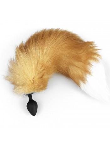 Силіконова анальна пробка з хвостом із натурального хутра Art of Sex size M Foxy fox