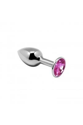 Metal anal tube with a crystal Alive Mini Metal Butt Plug Pink S