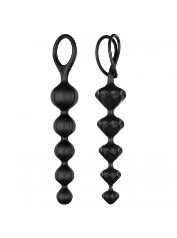 Set of anal beads Satisfyer Beads Black, diameter 3,3sm and 3.5cm