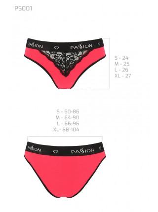 Panties with wide elastic and lace Passion PS001 PANTIES red / black, size M