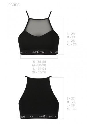Sports top with a transparent insert Passion PS006 TOP black, size M