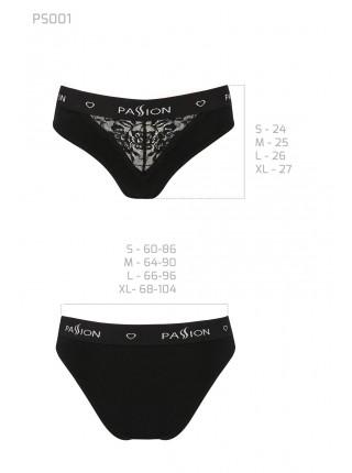 Panties with wide elastic and lace Passion PS001 PANTIES black, size S