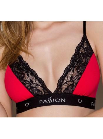 Еластичний топ із мереживом Passion PS001 TOP red-black, size L