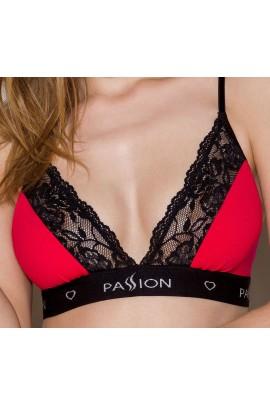 Elastic top with lace Passion PS001 TOP red-black, size S