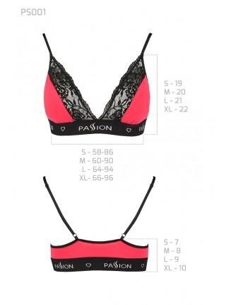 Elastic top with lace Passion PS001 TOP red-black, size S