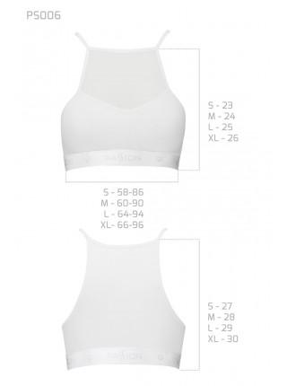 Sports top with a transparent insert Passion PS006 TOP white, size XL