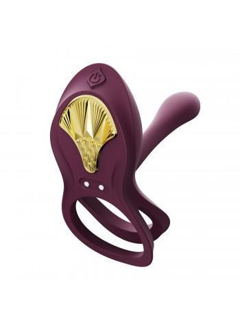 Смартэрекционное кольцо Zalo — BAYEK Velvet Purple, двойное с вводимой частью, пульт ДУ