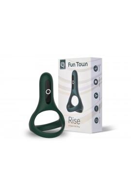 Двойное эрекционное кольцо Fun Town Rise Turquoise, управление со смартфона