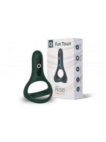 Подвійне ерекційне кільце Fun Town Rise Turquoise, керування зі смартфона