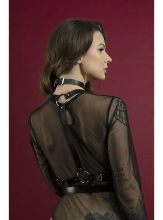 Портупея на тіло з натуральної шкіри Feral Feelings - Harness, колір чорний