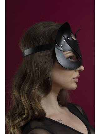 Black Genuine Leather Mask Fel Feelings - Catwoman Mask