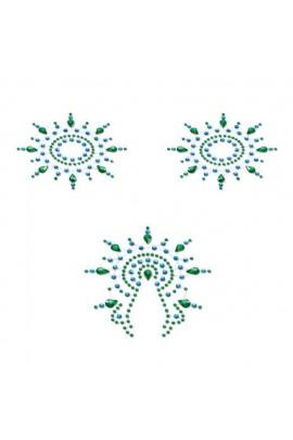 Pastis from crystals (decoration on chest and vulva) Petits Joujoux Gloria Set of 3 - Green / Blue
