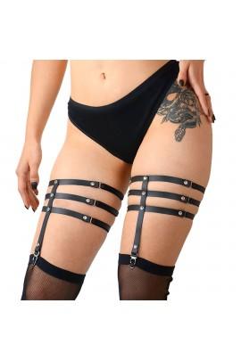 Гартери зі стразами Art of Sex - Floy, натуральна шкіра, Розмір XS - 2XL, колір Чорний