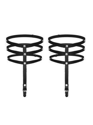 Гартери зі стразами Art of Sex - Floy, натуральна шкіра, Розмір XS - 2XL, колір Чорний