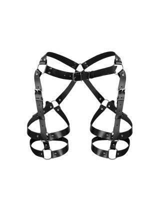 Гартери Art of Sex Claire, натуральна шкіра, розмір L-2XL, колір чорний