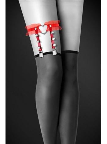 Сексуальная подвязка с сердечком на ногу Bijoux Pour Toi - WITH HEART AND SPIKES Red