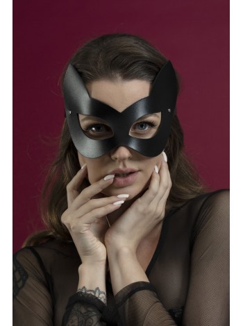Чорна маска кішечки Feral Feelings - Kitten Mask з натуральної шкіри